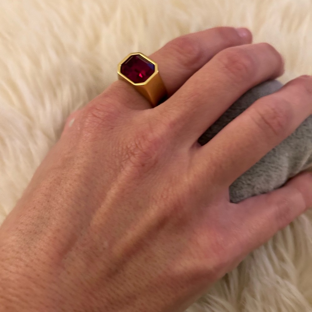 Short & Suite Chunky Gem Ring In Ruby, Size 7 - image 7